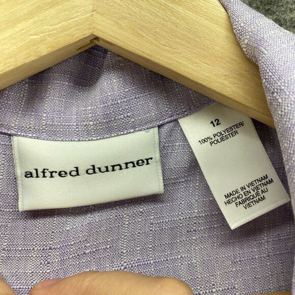 Alfred Dunner Blazer Women 12 Purple Button Up Collared Long Sleeve Pockets - Picture 3 of 6